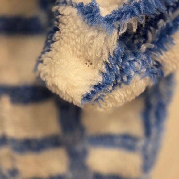 Boohoo Oversized Check Wool Look Coat Blue & White Sherpa Size 2 - Picture 5 of 8